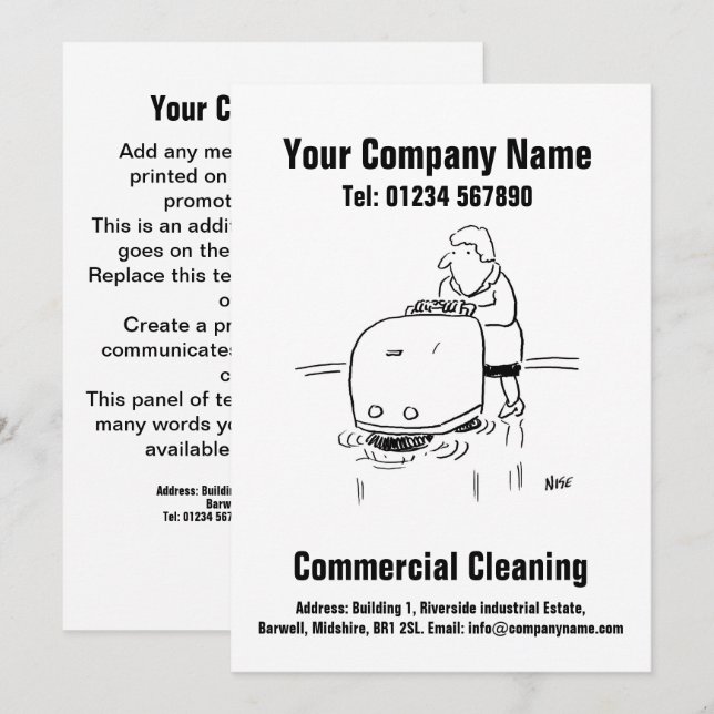 Commercial Cleaning Cartoon Design Card (Front/Back)