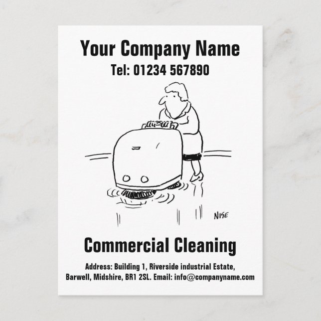 Commercial Cleaning Cartoon to personalise Postcard (Front)