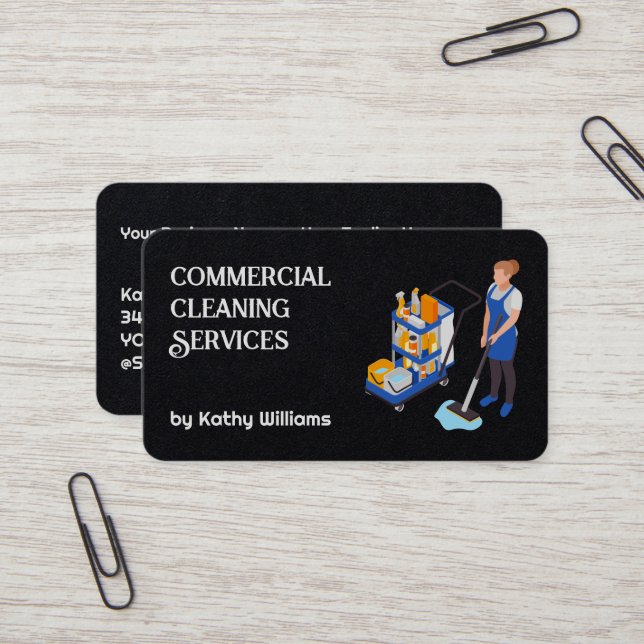 Commercial Cleaning Premium Business Card (Front/Back In Situ)