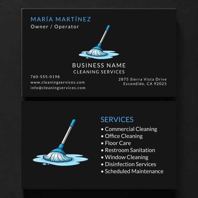 Commercial Cleaning Services Professional Business Card (Creator Uploaded)