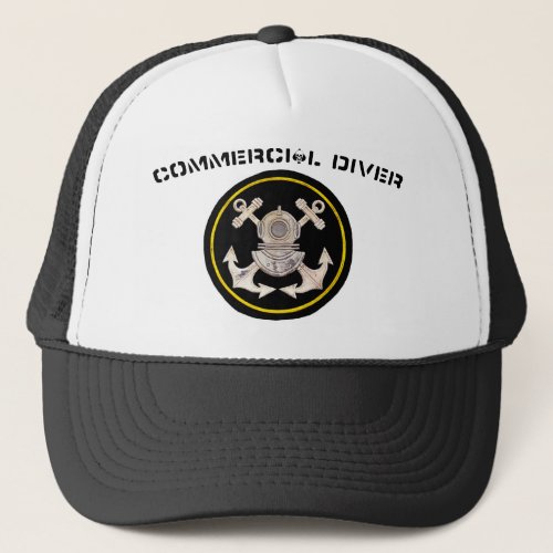 Commercial Diver Helmet and Crossbone Anchors Trucker Hat