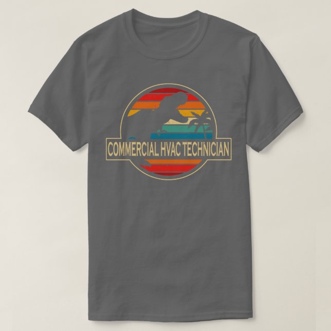 Commercial Hvac Technician Dinosaur T-Shirt (Design Front)