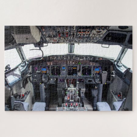 Commercial Jet Aircraft Cockpit Interior Jigsaw Puzzle