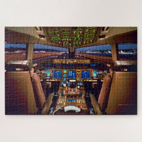 Commercial Jet Aircraft Cockpit Interior Jigsaw Puzzle