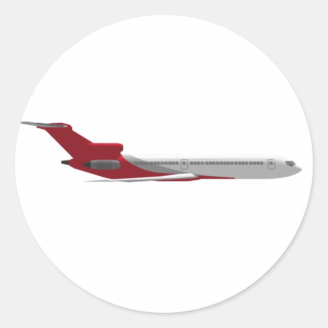 Commercial Jet Airplane: 3D Model: Classic Round Sticker (Front)