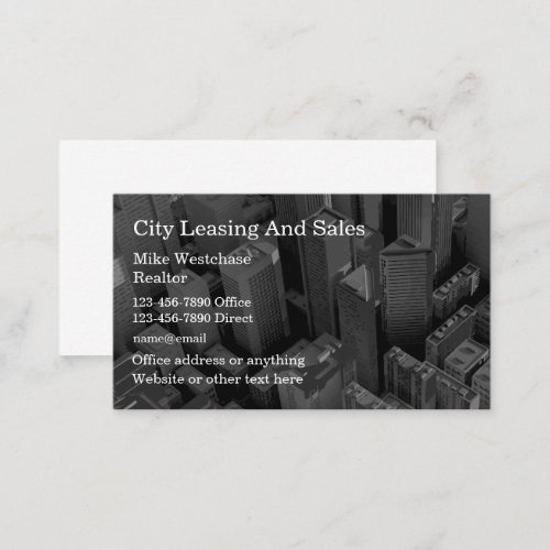 Commercial Office Leasing And Realty Business Card