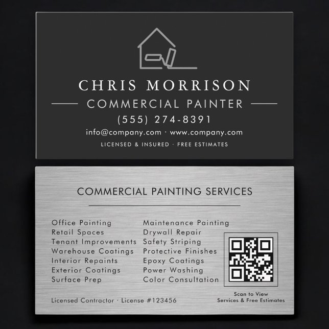 Commercial Painting QR Code Professional Business Card (Creator Uploaded)