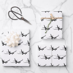 Commercial plane back view graphic motif pattern wrapping paper sheets