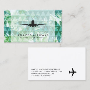 Commercial Plane   Geometric Palm Trees Business Card