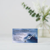 Commercial Plane in Sky Aviation Business Cards (Standing Front)