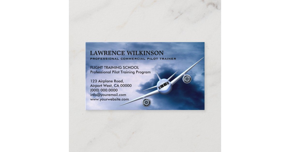 Commercial Plane in Sky Aviation Business Cards | Zazzle