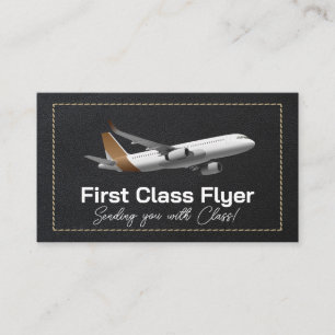 Commercial Plane Leather Stitched Style Business Card