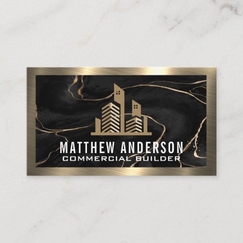 Commercial Property  Marble  Gold Metallic Business Card