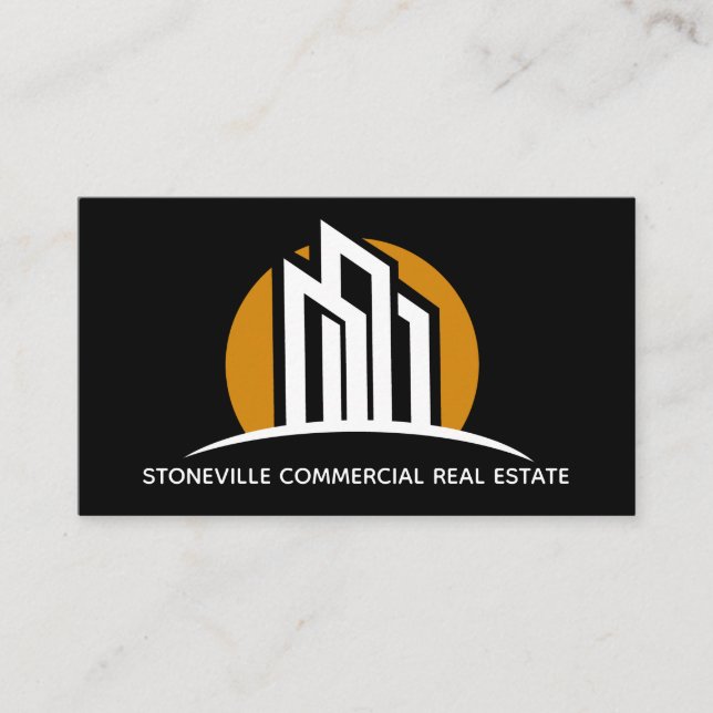 Commercial Real Estate Agent Chic Custom Black Business Card (Front)