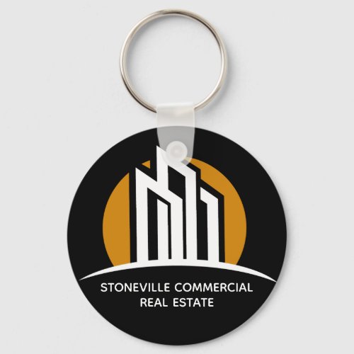 Commercial Real Estate Agent Chic Custom Black Keychain