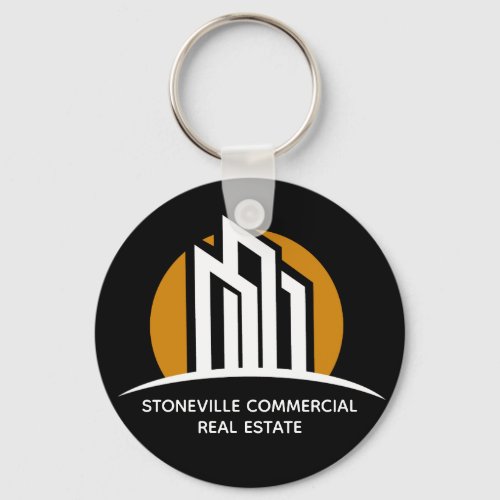 Commercial Real Estate Agent Chic Custom Black Keychain