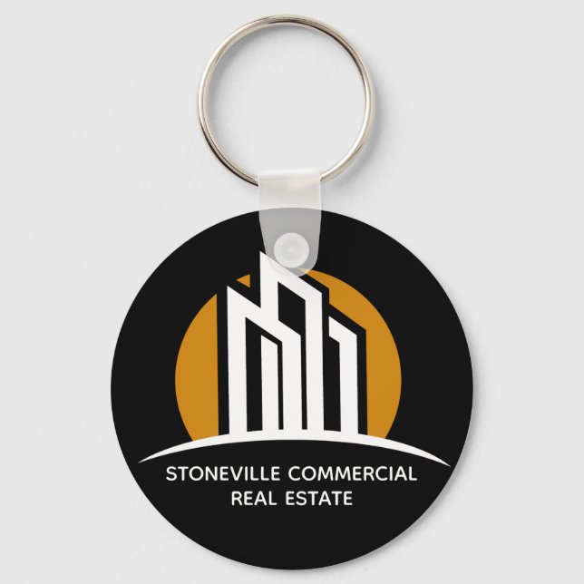 Commercial Real Estate Agent Chic Custom Black Keychain (Front)