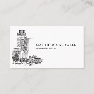 Commercial Real Estate Broker Architecture Sketch Business Card