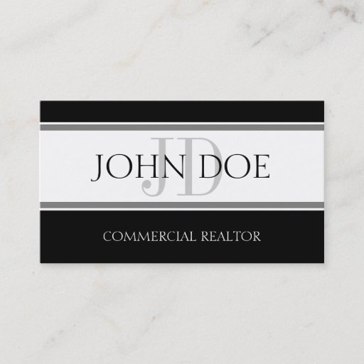 Customizable Commercial Realtor Stripe W/W Business Card