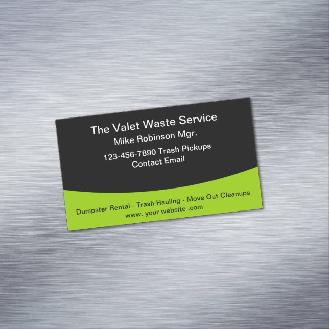 Commercial Residential Trash Hauling Dumpster Rent Business Card Magnet (In Situ)