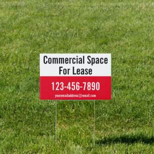 Commercial Space For Lease Phone No. Red and White Sign