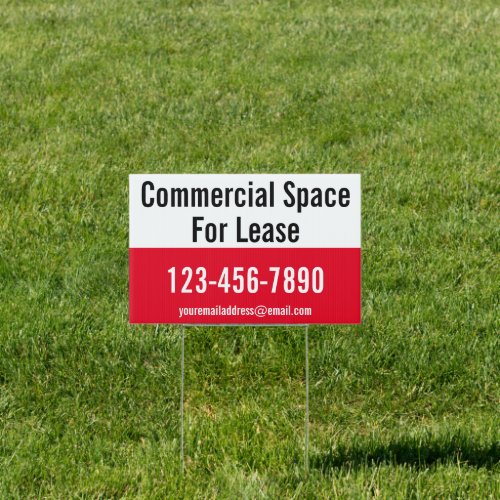 Commercial Space For Lease Phone No Red and White Sign