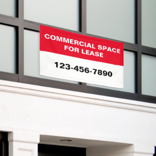 Commercial Space for Lease Phone Number Red White Banner
