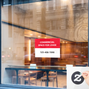 Commercial Space for Lease Phone Number Red Window Cling