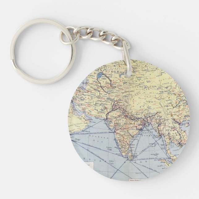 Commercial Trade Routes | South Asia Keychain (Front)