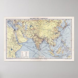 Commercial Trade Routes South Asia Poster