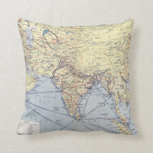 Commercial Trade Routes South Asia Throw Pillow