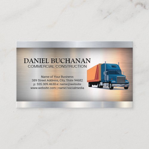 Commercial Trucking  Metallic Industrial Business Card