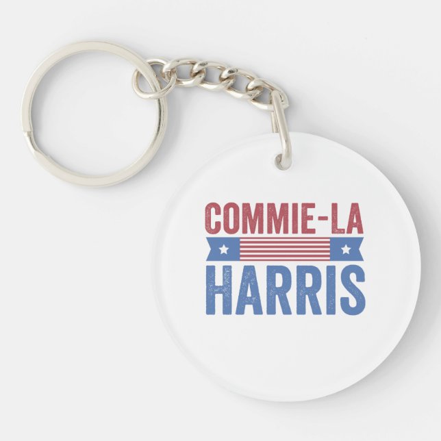 Commie-La Harris 2024 Funny Anti Kamala Harris Keychain (Front)