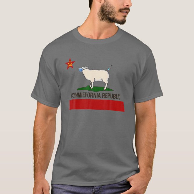 Commiefornia Republic California State Flag Funny T-Shirt (Front)