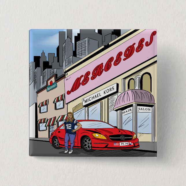 Commission Comic Art Style Pinback Button (Front)