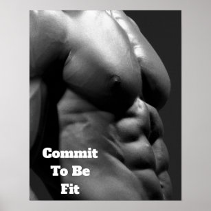 Commit To Be Fit Gym Wall & Fitness Poster - Abs