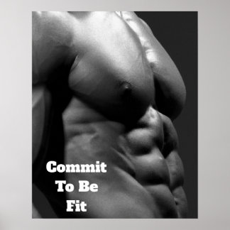 Commit To Be Fit Gym Wall & Fitness Poster - Abs