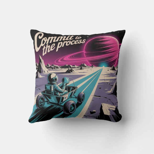 Commit To The Process Throw Pillow (Back)