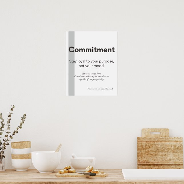 Commitment Quote Minimalist Office Wall Art Poster (Kitchen)