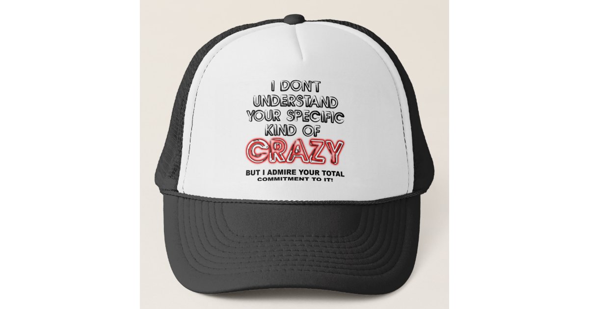 Committed To Crazy Funny Ball Cap Hat Quote Saying Zazzle