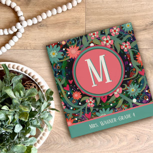 Committee Personalized Monogram Name Floral 3 Ring Binder