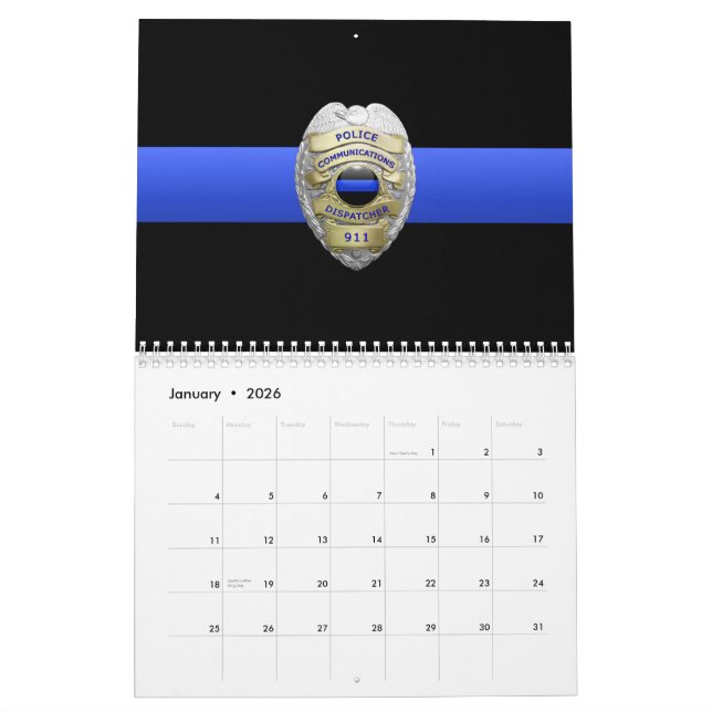 Commo 911 Dispatch Thin Blue Line Calendar (Jan 2026)