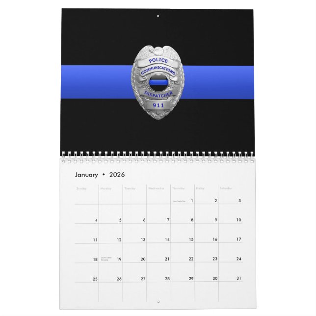 Commo 911 Dispatch Thin Blue Line Calendar (Jan 2026)