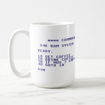 Commodore 64 Drink Coffee Basic Program Coffee Mug by Hakonart at Zazzle
