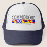Commodore Title In Nautical Signal Flags Your Name Trucker Hat at Zazzle