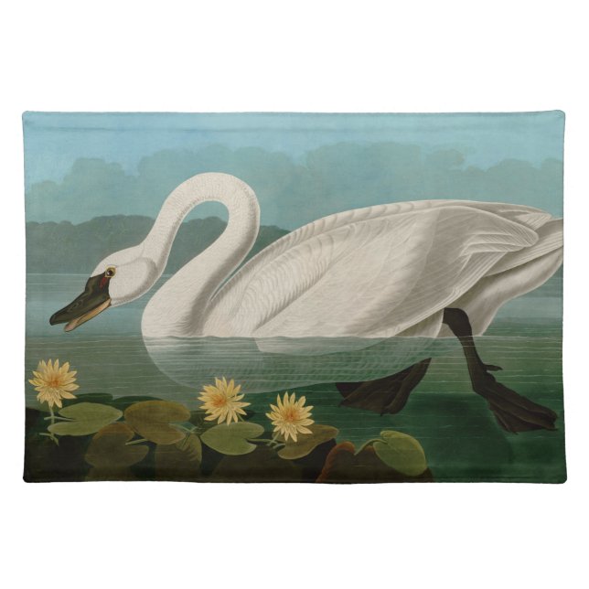 Common American Swan Birds of America Audubon Cloth Placemat (Front)