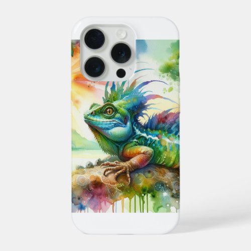 Common Basilisk in Watercolor AREF752 _ Watercolor iPhone 15 Pro Case