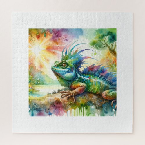 Common Basilisk in Watercolor AREF752 _ Watercolor Jigsaw Puzzle