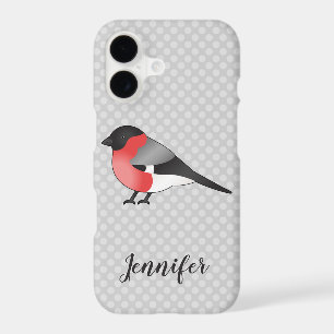 Common Bullfinch Red Bird With Custom Name iPhone 17 Case