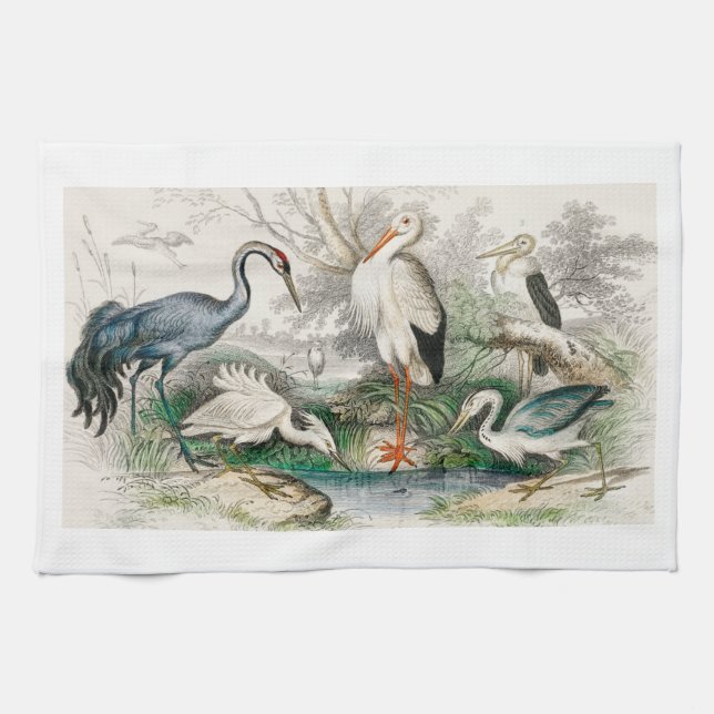 Common Crane, White Stork, Gigantic Crane, Common  Kitchen Towel (Horizontal)